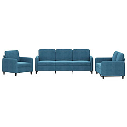 Maison Chic Ensemble de canapés 3 pcs, Canapé droit Sofa pour Salon bleu velours -GKD454097