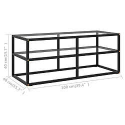 vidaXL Meuble TV avec verre trempé Noir 100x40x40 cm pas cher