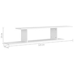 vidaXL Étagère TV murale Blanc 125x18x23 cm Bois d’ingénierie pas cher