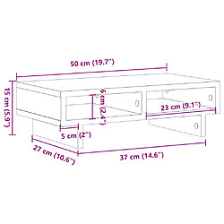 vidaXL Support de moniteur noir 50x27x15 cm bois d'ingénierie pas cher