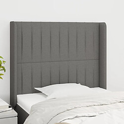 Maison Chic Tête de lit scandinave avec oreilles,meuble de chambre Gris foncé 93x16x118/128 cm Tissu -MN93485