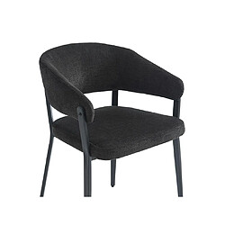 Vente-Unique Lot de 2 chaises avec accoudoirs en tissu et métal - Noir - AVRELA pas cher