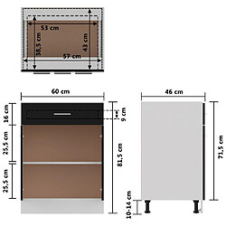 vidaXL Armoire de plancher à tiroir Noir 60x46x81,5 cm Bois ingénierie pas cher