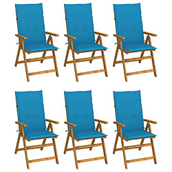 vidaXL Chaises pliables de jardin lot de 6 avec coussins Bois d'acacia