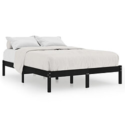 Maison Chic Lit adulte - Lit simple Cadre de lit,Structure du lit Contemporain Noir Bois massif 135x190 cm Double -MN50627