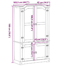 vidaXL Vitrine en verre Corona 103,5x42x180 cm bois de pin massif pas cher