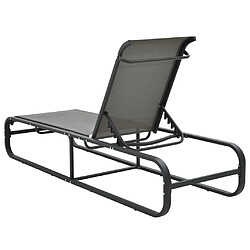 Helloshop26 Transat chaise longue bain de soleil lit de jardin terrasse meuble d'extérieur aluminium et textilène gris 02_0012252 pas cher