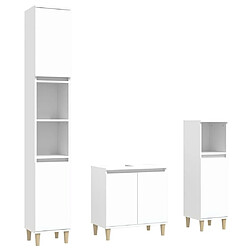 Maison Chic Ensemble de 3 meubles salle de bain blanc bois d'ingénierie -MN28870