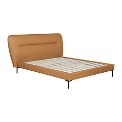 Vente-Unique Lit 160 x 200 cm - Cuir - Camel - Avec matelas - JODALA