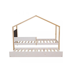 Acheter Mes Lit cabane 90x190 cm en pin blanc et naturel et tableau noir