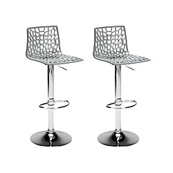 Vente-Unique Lot de 2 Tabourets de bar CLARK - Polypropylène - Hauteur réglable - Gris perle