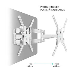 ONKRON Support Mural TV Blanc pour 37" - 70" TV, Bras Articulé TV Mural Poids de 36,4 kg - Accroche Murale TV VESA 100x100 - 400x400/Support Television Mural Pivotant Inclinable Orientable M5-W Blanc