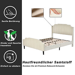 Acheter ComfortXL Lit Double Rembourré En Velours Beige 140 X 200 Cm Avec Cadre De Lit, Beige