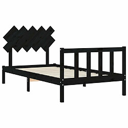 Maison Chic Lit adulte - Cadre de lit et tête de lit,Structure du lit Contemporain pour chambre noir 100x200 cm bois massif -MN80713 pas cher