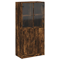 vidaXL Buffet haut avec portes chêne fumé 68x37x142 cm bois ingénierie