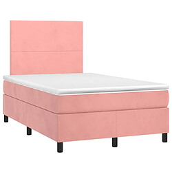 Avis Maison Chic Lit adulte - Lit + matelas + LED,Sommier à lattes de lit et matelas LED Rose 120x200 cm Velours -GKD25650