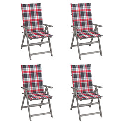 vidaXL Chaises inclinables de jardin lot de 4 et coussins Bois acacia