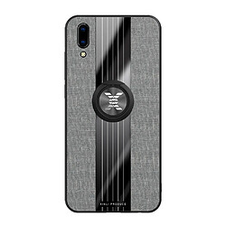 Wewoo Coque Souple Pour Vivo Y93 XINLI Stitching Cloth Texture Étui de protection TPU antichoc avec support d'anneau Gris