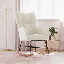 vidaXL Chaise à bascule Blanc crème Velours