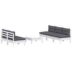 Avis Maison Chic Salon de jardin 6 pcs + coussins - Mobilier/Meubles de jardin - Table et chaises d'extérieur anthracite bois de pin -MN40334