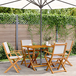 vidaXL Ensemble à manger de jardin 5 pcs blanc crème tissu bois massif