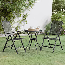 Maison Chic Mobilier à dîner 3 pcs de jardin - Ensemble table et chaises d'extérieur - Salon/Mobilier de jardin classique Maille Métal Anthracite -MN65843