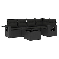 vidaXL Salon de jardin 6 pcs avec coussins noir résine tressée