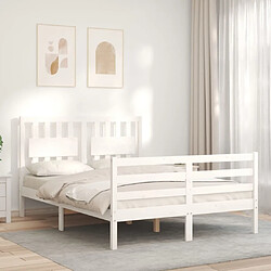 Avis Maison Chic Lit adulte - Cadre Structure de lit avec tête de lit Contemporain blanc 140x200 cm bois massif -MN88097