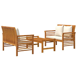 Avis Maison Chic Salon de jardin 3 pcs + coussins - Mobilier/Meubles de jardin - Table et chaises d'extérieur bois massif d'acacia -MN67888