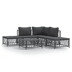 Maison Chic Salon de jardin 6 pcs avec coussins - Table et chaises d'extérieur - Mobilier/Meubles de jardin Moderne anthracite acier -MN96707