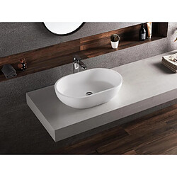 Vente-Unique Vasque de salle de bain ovale en solid surface - Blanc - 58 cm - SENGLI