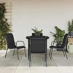 vidaXL Ensemble à manger de jardin 5 pcs noir textilène et acier