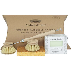 Andree Jardin Coffret vaisselle avec brosse savon et éponge nature.