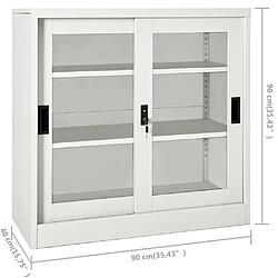 vidaXL Armoire à portes coulissantes Gris clair 90x40x90 cm Acier pas cher