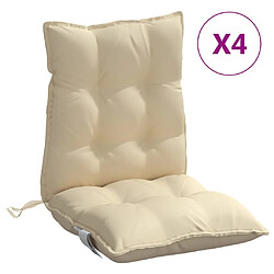 vidaXL Coussins de chaise à dossier bas lot de 4 beige tissu oxford