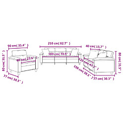 vidaXL Ensemble de canapés 3 pcs coussins Gris clair Tissu microfibre pas cher