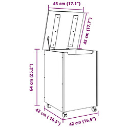 vidaXL Panier à linge et roulettes RANA 45x45x64 cm bois massif de pin pas cher