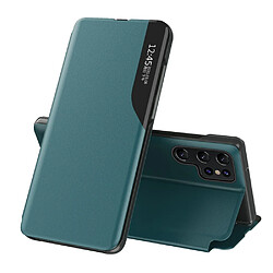 Coque en TPU + PU léger et mince vert pour votre Samsung Galaxy S22 Ultra