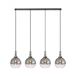 Luminaire Center Suspension 4 ampoules Chrome noir,fumé