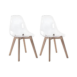 Vente-Unique Lot de 2 chaises AUDRA - Polycarbonate et Hêtre - Transparent