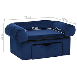 vidaXL Canapé pour chien avec tiroir Bleu 75x50x38 cm Peluche pas cher