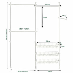 SoBuy FRG34-W Télescopique Garde-Robe Système Herkule, Portant de vêtement