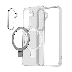 Avizar Coque pour Samsung Galaxy S24 Anneau Compatible MagSafe Support Stand Transparent