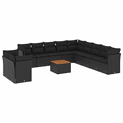 Maison Chic Salon de jardin 12 pcs avec coussins | Ensemble de Table et chaises | Mobilier d'Extérieur noir résine tressée -GKD93169