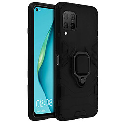 Avizar Coque Huawei P40 Lite Bi-matière Bague Métallique Fonction Support Vidéo - noir