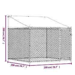 vidaXL Cage pour chien avec toit et porte gris 2x2x2 m acier galvanisé pas cher