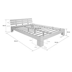 Homestyle4U Lit double en bois futon 160x200 bois naturel