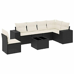 Maison Chic Ensemble Tables et chaises d'extérieur 7pcs avec coussins,Salon de jardin noir résine tressée -GKD943252