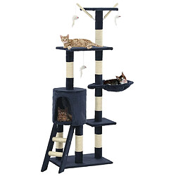 vidaXL Arbre à chat avec griffoirs en sisal 138 cm Bleu foncé