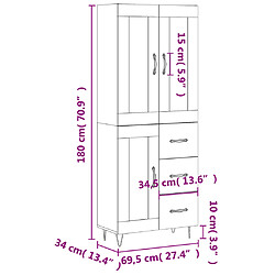 vidaXL Buffet haut Blanc 69,5x34x180 cm Bois d'ingénierie pas cher